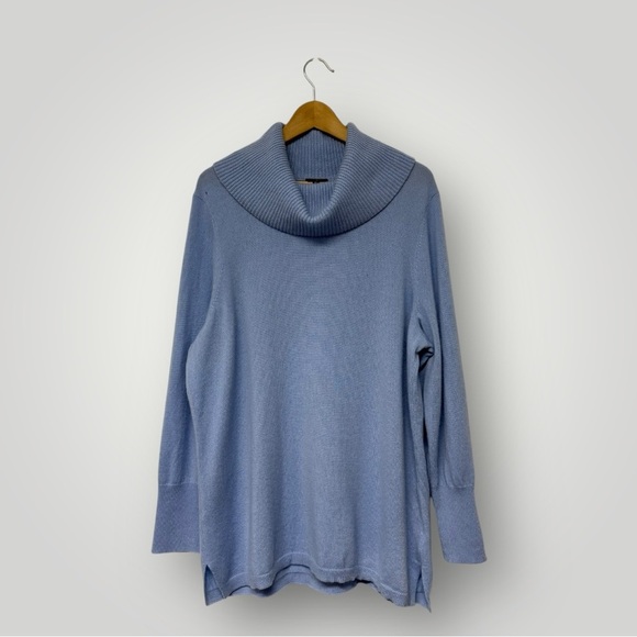 TALBOTS Cashmere Sweater Cowl Neck Sz 2X Blue - Picture 1 of 15